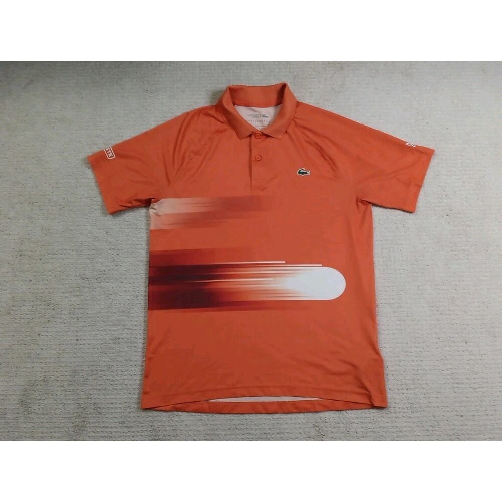 Lacoste Sport Novak Djokovic Print Stretch Polo Shirt Mens Medium Orange DH0853